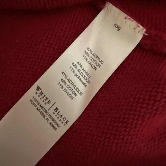 White House Black Market Red Cowl Neck Cotton Blend Texture Holiday Sweater XL - Picture 4 of 6